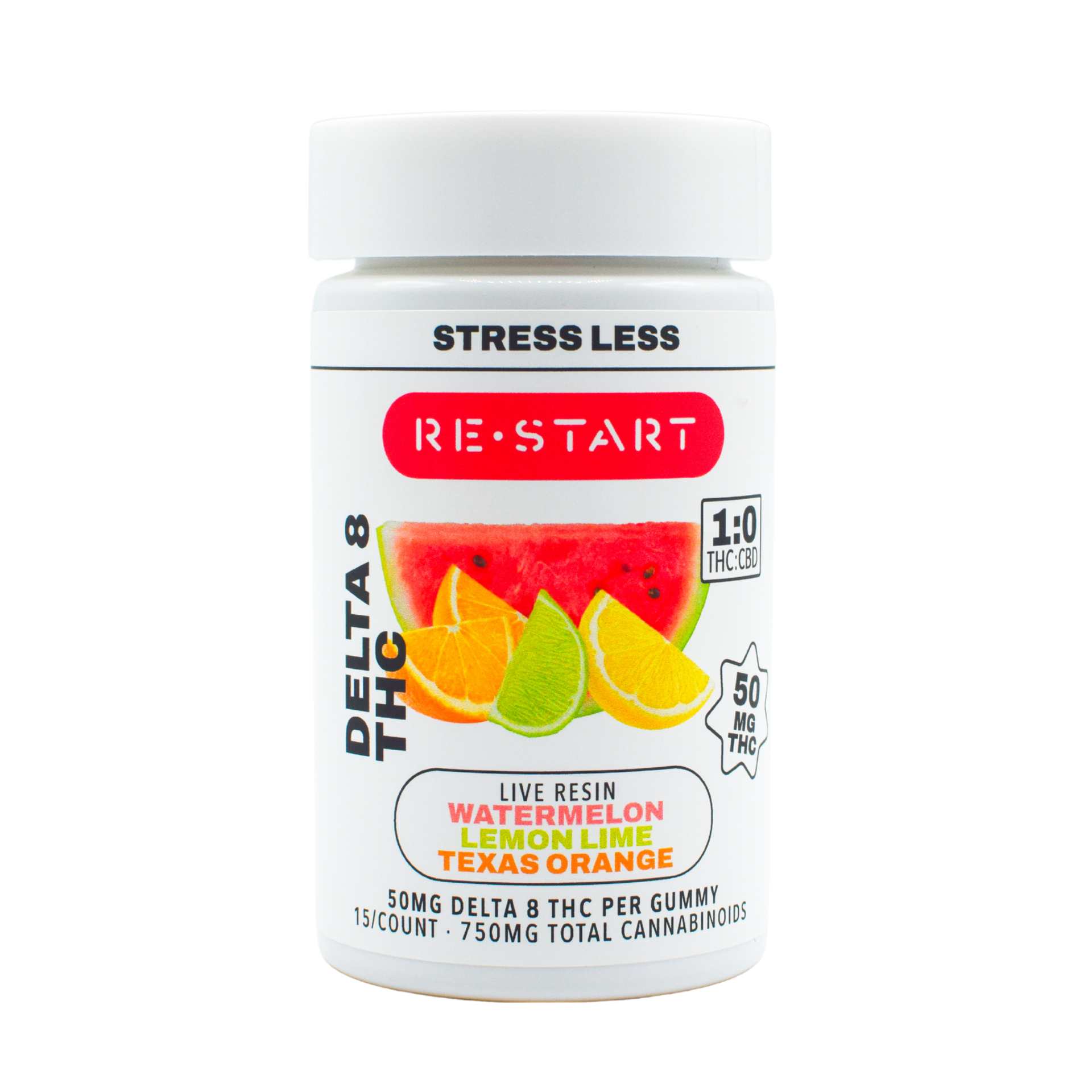 Delta 8 THC 50MG Live Resin Gummies Assorted Fruit / 15-ct